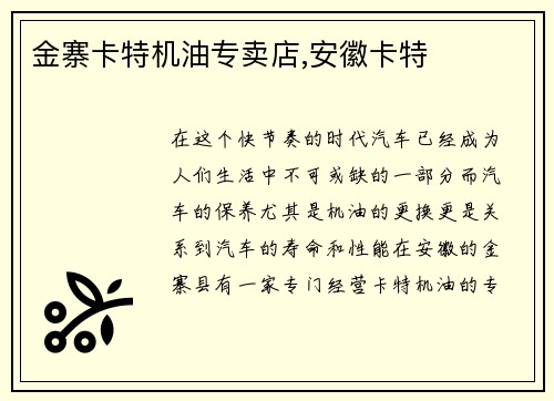 金寨卡特机油专卖店,安徽卡特